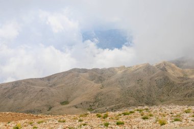 Very beautiful view from the top of Mount Tahtali or Olympos of the Kemer district of Antalya province in Turkey. A popular tourist spot for sightseeing and skydiving. Background or landscape