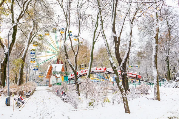 Parken Sie Schnee Winterhintergrund Mit Selektivem Fokus — Stockfoto