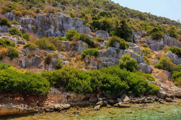 The ruins of a sunken ancient city on the island of Kekova another name for Karavola, Lycian Dolichiste near Demre and Kas in Turkey in the province of Antalya, one of the centers of Lycia