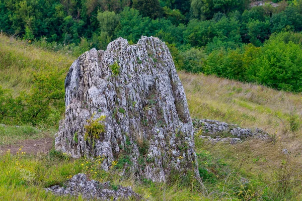 东欧的野生岩石和山地性质 景观背景与文本的复制空间 有选择性的焦点 Naslavcha村 欢迎来到摩尔多瓦 — 图库照片