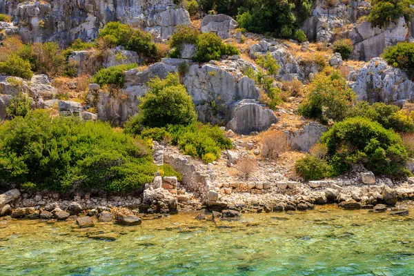 Ruins Sunken Ancient City Island Kekova Another Name Karavola Lycian — 스톡 사진