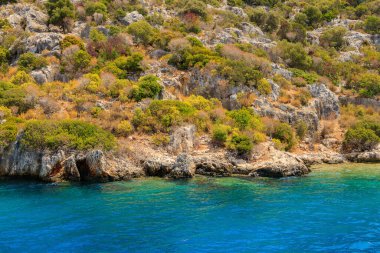 The ruins of a sunken ancient city on the island of Kekova another name for Karavola, Lycian Dolichiste near Demre and Kas in Turkey in the province of Antalya, one of the centers of Lycia