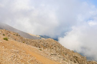 Very beautiful view from the top of Mount Tahtali or Olympos of the Kemer district of Antalya province in Turkey. A popular tourist spot for sightseeing and skydiving. Background or landscape