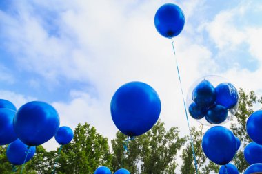 Balloons released into the sky on a holiday.