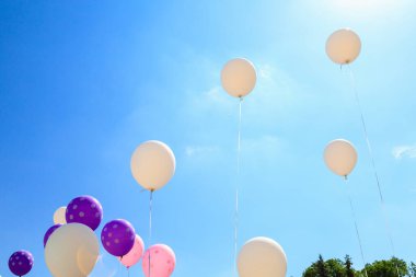 Balloons released into the sky on a holiday.