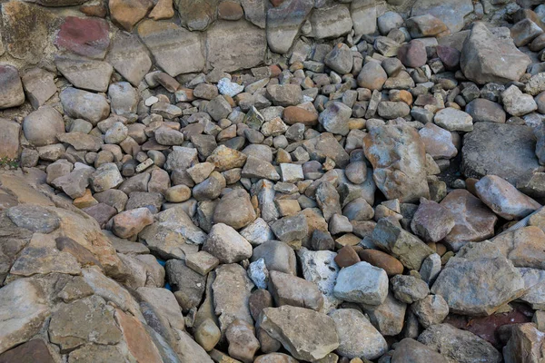 Pedras Secas Fundo Reservatório Artificial Antes Início Fonte Contexto Com — Fotografia de Stock