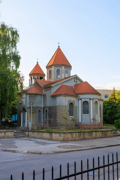 Voorzijde Van Een Heel Oude Armeense Kerk Achtergrond Met Selectieve — Stockfoto