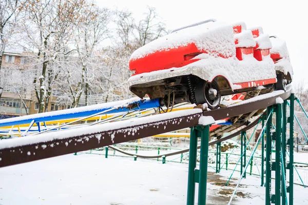 Karuseller Snön Vinterbakgrund Med Selektivt Fokus — Stockfoto