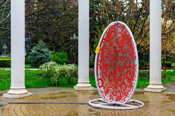 Decoración Forma Huevo Como Símbolo Pascua Fondo Con Espacio Copia — Foto de Stock