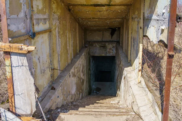 Entrance Secret Abandoned Military Bunker Background Selective Focus — Stock Photo, Image