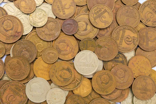 Las Monedas Soviéticas Cierran Monedas Urss Vista Superior Monedas Antiguas —  Fotos de Stock