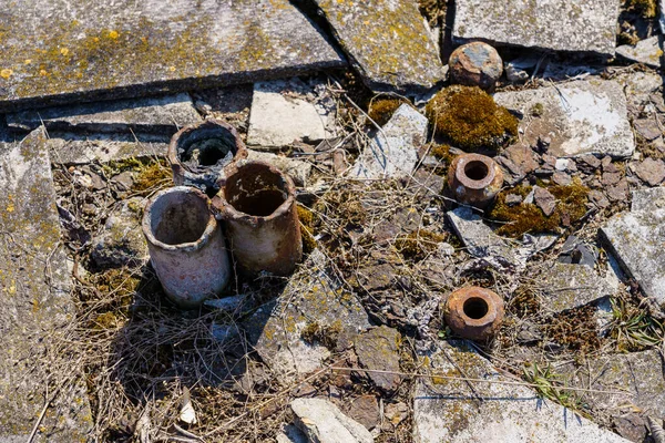 Distrutto Comunicazioni Bunker Militare Segreto Abbandonato Contesto Con Attenzione Selettiva — Foto Stock