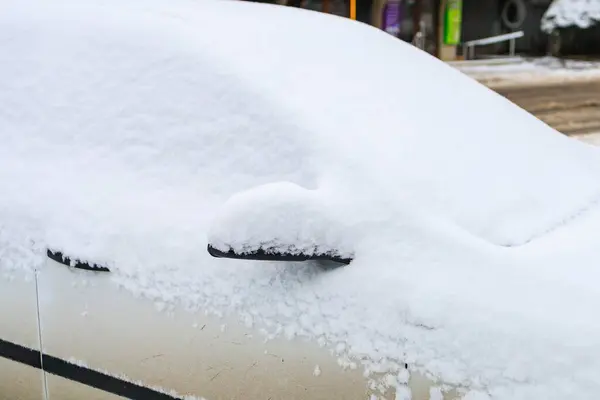 Bilelement Snön Vinterbakgrund Med Selektivt Fokus — Stockfoto