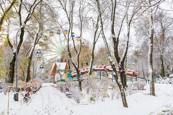 Parken Sie Schnee Winterhintergrund Mit Selektivem Fokus — Stockfoto