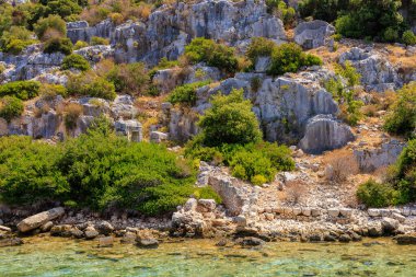 The ruins of a sunken ancient city on the island of Kekova another name for Karavola, Lycian Dolichiste near Demre and Kas in Turkey in the province of Antalya, one of the centers of Lycia