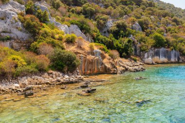 The ruins of a sunken ancient city on the island of Kekova another name for Karavola, Lycian Dolichiste near Demre and Kas in Turkey in the province of Antalya, one of the centers of Lycia
