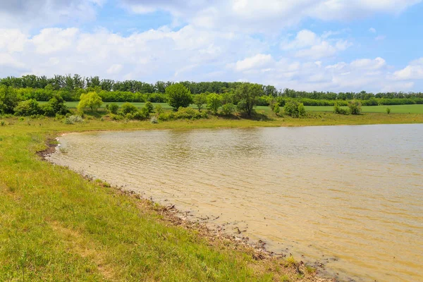 stock image Lake, natural body of water in Eastern Europe. Background with selective focus and copy space