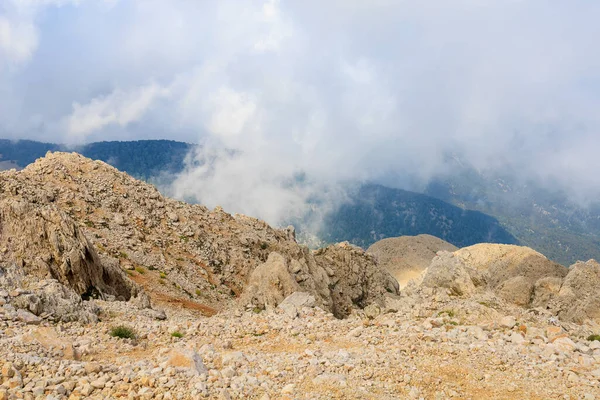 Stock image Very beautiful view from the top of Mount Tahtali or Olympos of the Kemer district of Antalya province in Turkey. A popular tourist spot for sightseeing and skydiving. Background or landscape