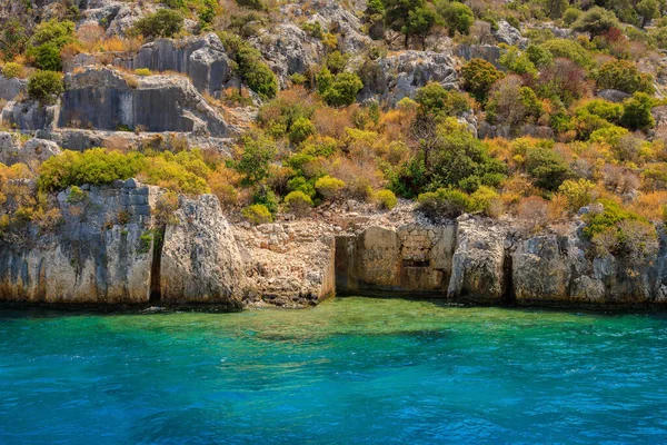 Ruins Sunken Ancient City Island Kekova Another Name Karavola Lycian — Stock Photo, Image