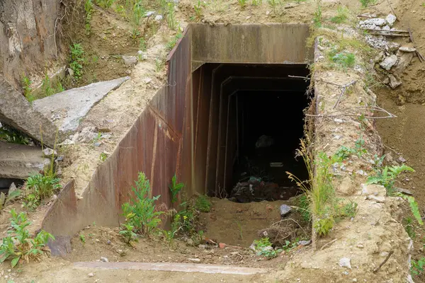 Entrée Secours Bunker Nucléaire Secret Abandonné Poste Commandement Guerre Froide — Photo