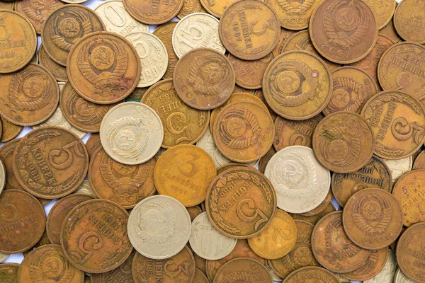 Las Monedas Soviéticas Cierran Monedas Urss Vista Superior Monedas Antiguas —  Fotos de Stock