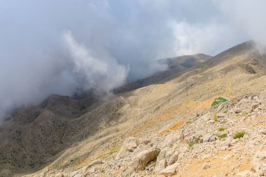 Very beautiful view from the top of Mount Tahtali or Olympos of the Kemer district of Antalya province in Turkey. A popular tourist spot for sightseeing and skydiving. Background or landscape