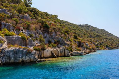 The ruins of a sunken ancient city on the island of Kekova another name for Karavola, Lycian Dolichiste near Demre and Kas in Turkey in the province of Antalya, one of the centers of Lycia