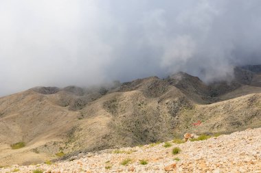 Very beautiful view from the top of Mount Tahtali or Olympos of the Kemer district of Antalya province in Turkey. A popular tourist spot for sightseeing and skydiving. Background or landscape