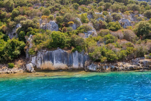 Ruins Sunken Ancient City Island Kekova Another Name Karavola Lycian – stockfoto