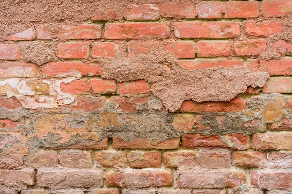 Старая Кирпичная Стена Разваливающаяся Штукатурка Фон Фон Пустой Дизайна Графический — стоковое фото