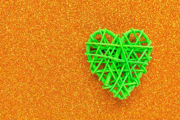 Ξύλινη Καρδιά Rattan Εργασία Σχήμα Καρδιάς Έννοια Αγάπης Ιστορικό Επιλεκτική — Φωτογραφία Αρχείου