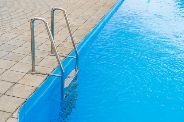 Swimming Pool Selective Focus Metal Stairs Copy Space — Stock Photo, Image