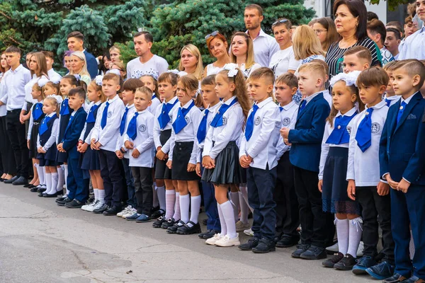 Settembre 2022 Balti Moldova Studenti Sulla Linea Dedicata Alla Prima — Foto Stock