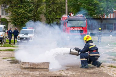 23 Eylül 2022 Balti Moldova. Resimli editör geçmişi. İtfaiye tatbikatları.