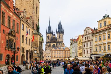 August 24, 2022 Prague, Czech Republic. Recognizable for tourists view of the city. Background with selective focus and copy space for text