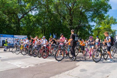 June 4, 2022 Balti Moldova. Mass gathering of amateur cyclists in the city. Illustrative editorial, background.