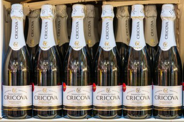 20 Ocak 2023 Beltsy, Moldova. Resimli editör kullanımı için. Köpüklü şarap Cricova