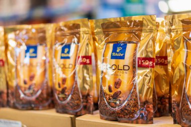 20 Ocak 2023 Beltsy, Moldova. Resimli editör kullanımı için. Tchibo kahvesi..