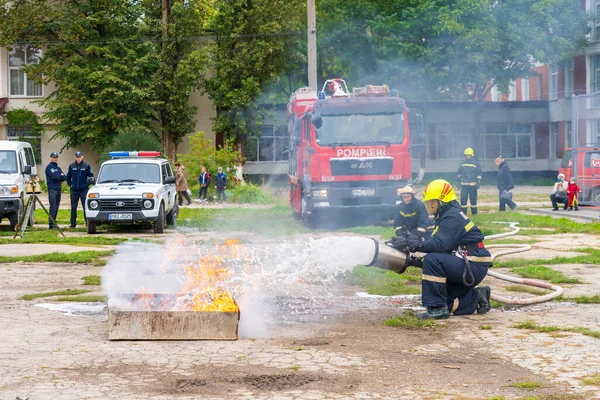 Σεπτεμβρίου 2022 Balti Μολδαβία Ενδεικτικό Συντακτικό Υπόβαθρο Ασκήσεις Πυρόσβεσης — Φωτογραφία Αρχείου