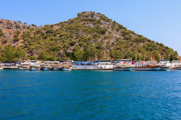 August 2022 Demre Antalya Province Turkey Yachts Mediterranean Coast Background — Fotografia de Stock