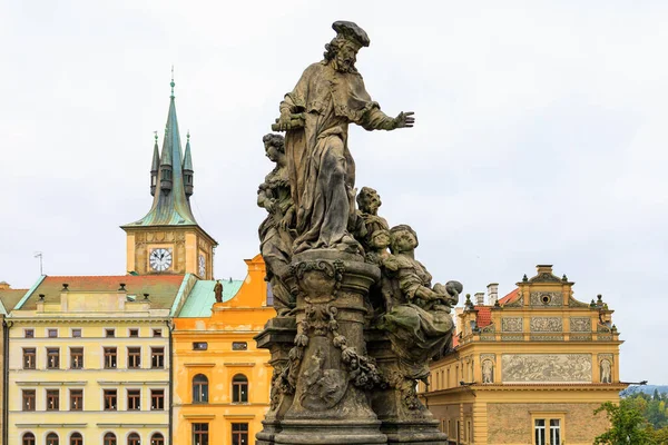 August 2022 Prague Czech Republic Antique Sculptures Charles Bridge Background — Stock Photo, Image