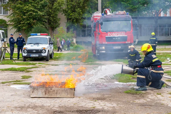 Σεπτεμβρίου 2022 Balti Μολδαβία Ενδεικτικό Συντακτικό Υπόβαθρο Ασκήσεις Πυρόσβεσης — Φωτογραφία Αρχείου