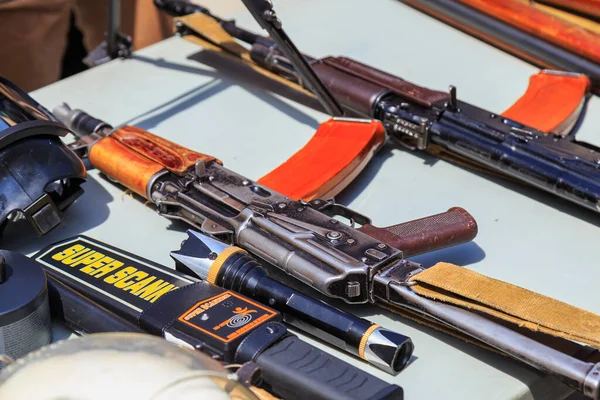 stock image May 25, 2022 Balti Moldova. Illustrative editorial background. Demonstration of weapons to the police at a security training.