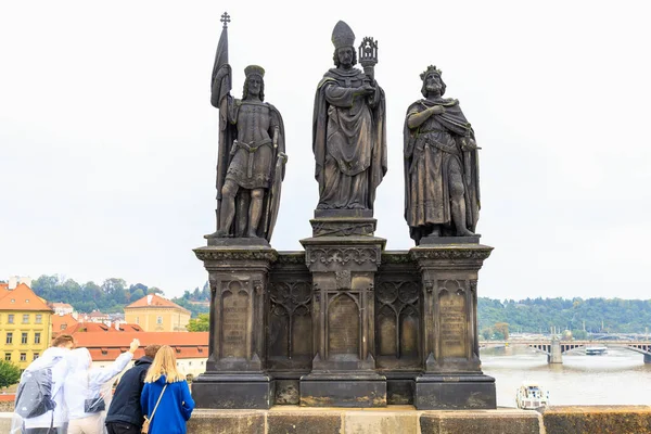 August 2022 Prague Czech Republic Antique Sculptures Charles Bridge Background — Stock Photo, Image