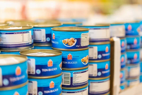 stock image January 20, 2023 Beltsy, Moldova. For illustrative editorial use. Canned tuna.