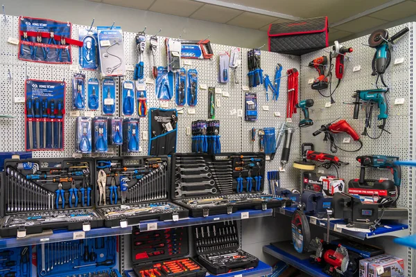 stock image Auto parts and tools store with consumables. November 2, 2022 Beltsy, Moldova. For illustrative editorial use.