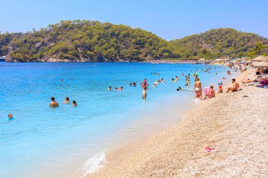 11 Ağustos 2023 Oludeniz Turkey. Resimli editör kullanımı için. Meşhur popüler Oludeniz plajı