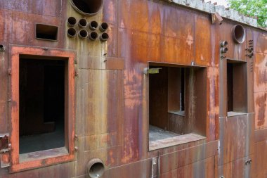 Terk edilmiş gizli nükleer sığınak. Soğuk Savaş Komuta Merkezi, nesne 1180. Seçici odaklı arkaplan