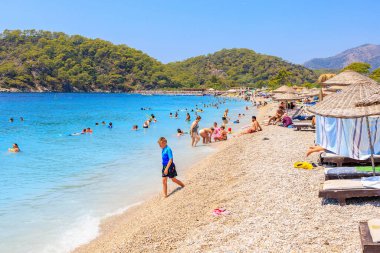 11 Ağustos 2023 Oludeniz Turkey. Resimli editör kullanımı için. Meşhur popüler Oludeniz plajı