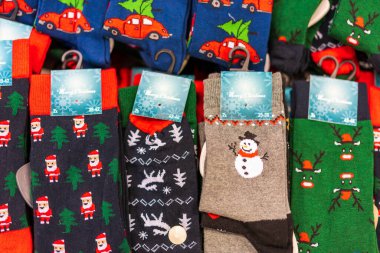 29 Kasım 2022 Beltsy, Moldova. Resimli editör kullanımı için. Kış ve yeni yıl tatilleri için Noel çorapları